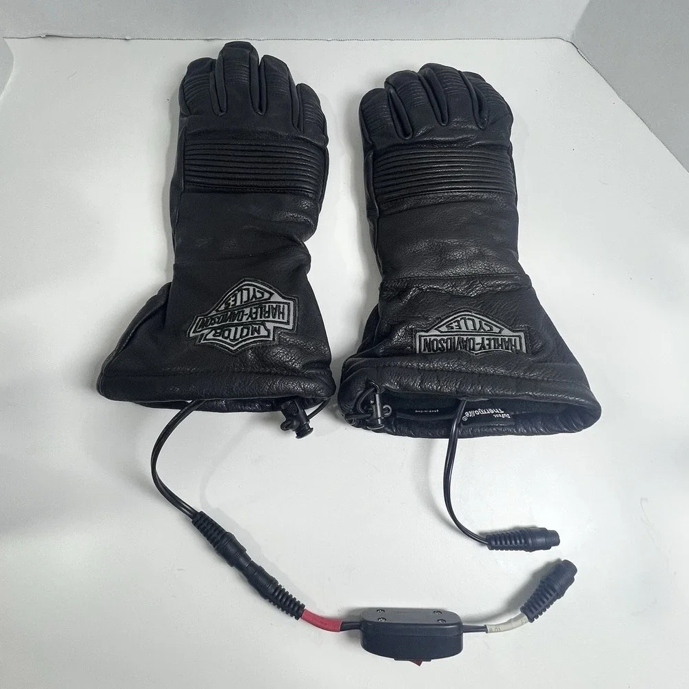 Harley-Davidson Heated Gauntlet Riding Gloves - Black Leather - Size XS